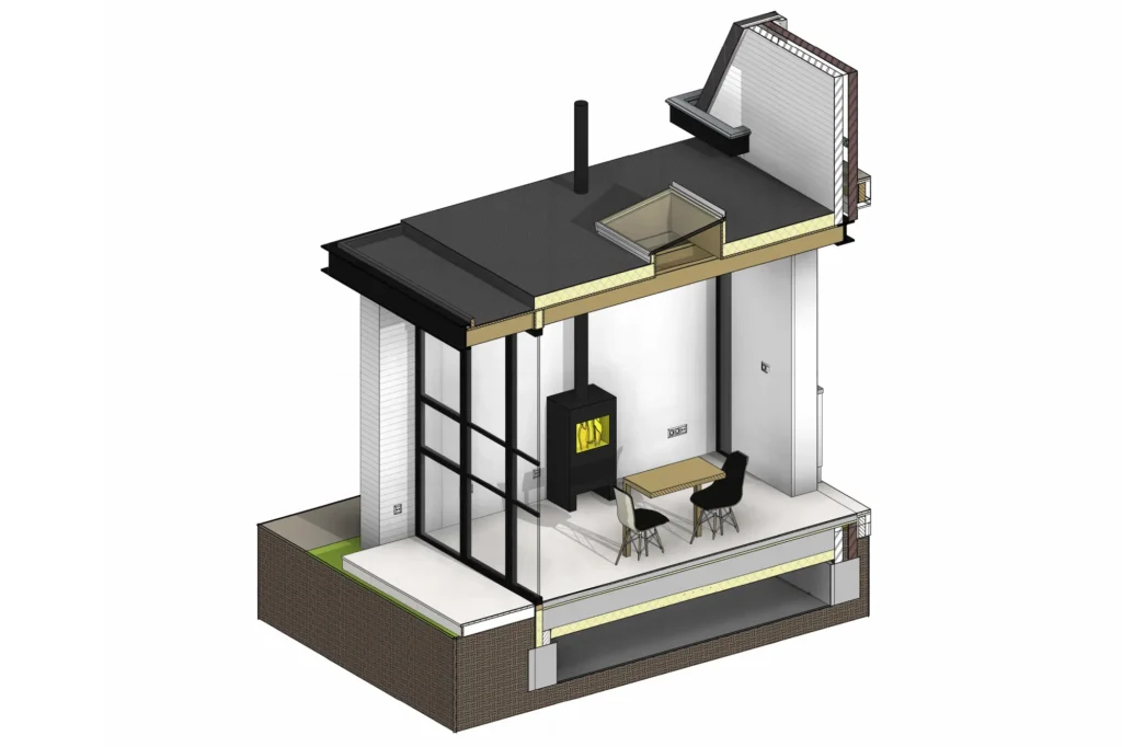 constructie in het zicht 3D detail